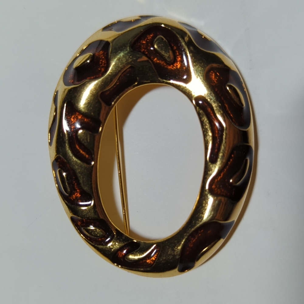 Vintage Jackie Collins Replica Gold Enamel Panther Runway Brooch
